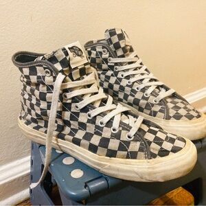 Vans Black and White Checkered High-Top Sneakers